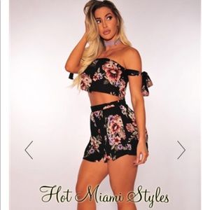 Hms Black floral tie up 2 piece